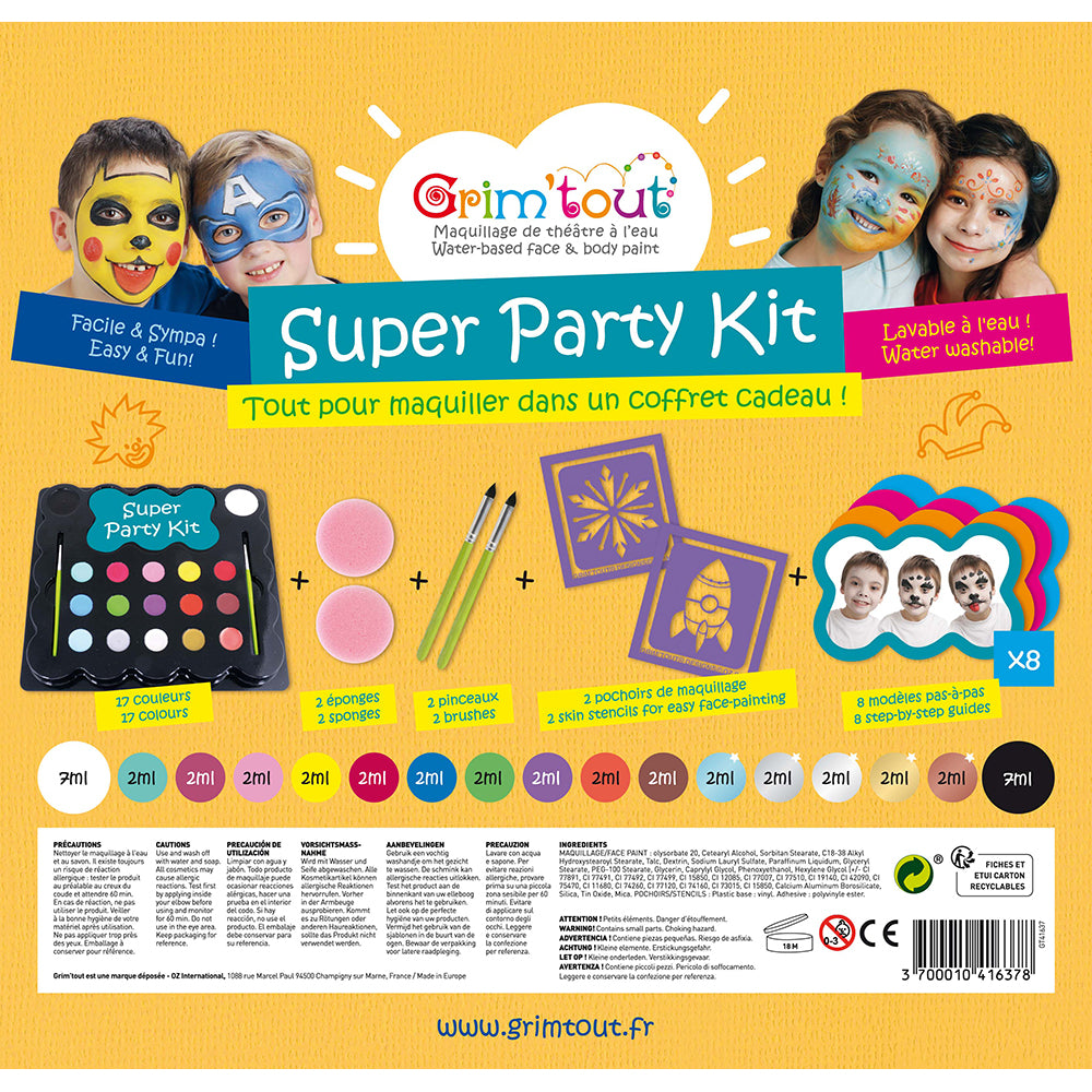 Grim'tout ansigtsmaling super party kit 17 farver
