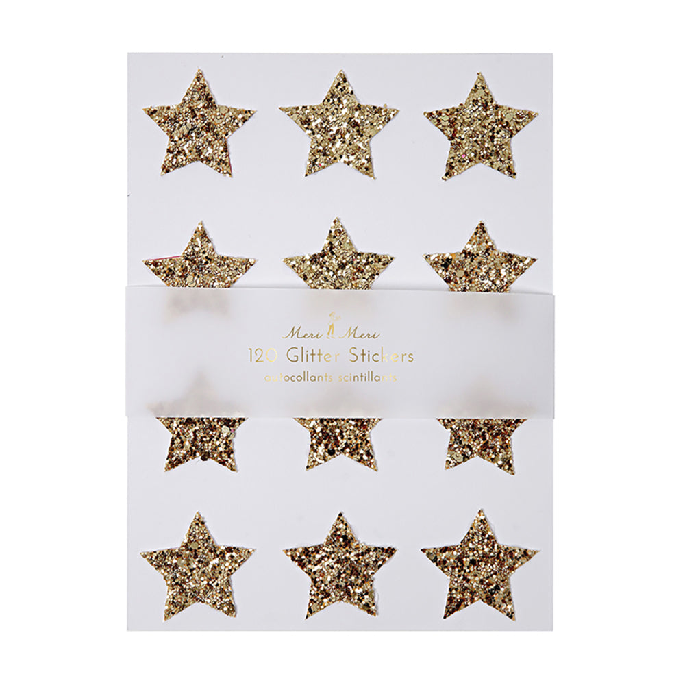 Glitter stickers, stjerner guld