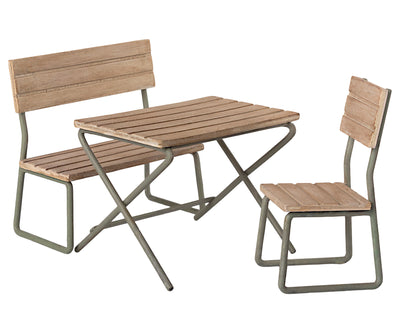 Maileg møbler, Have sæt, bord med stol og bænk