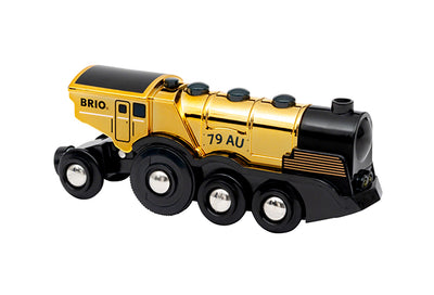 BRIO togbane, batteridrevet actionlokomotiv, guld