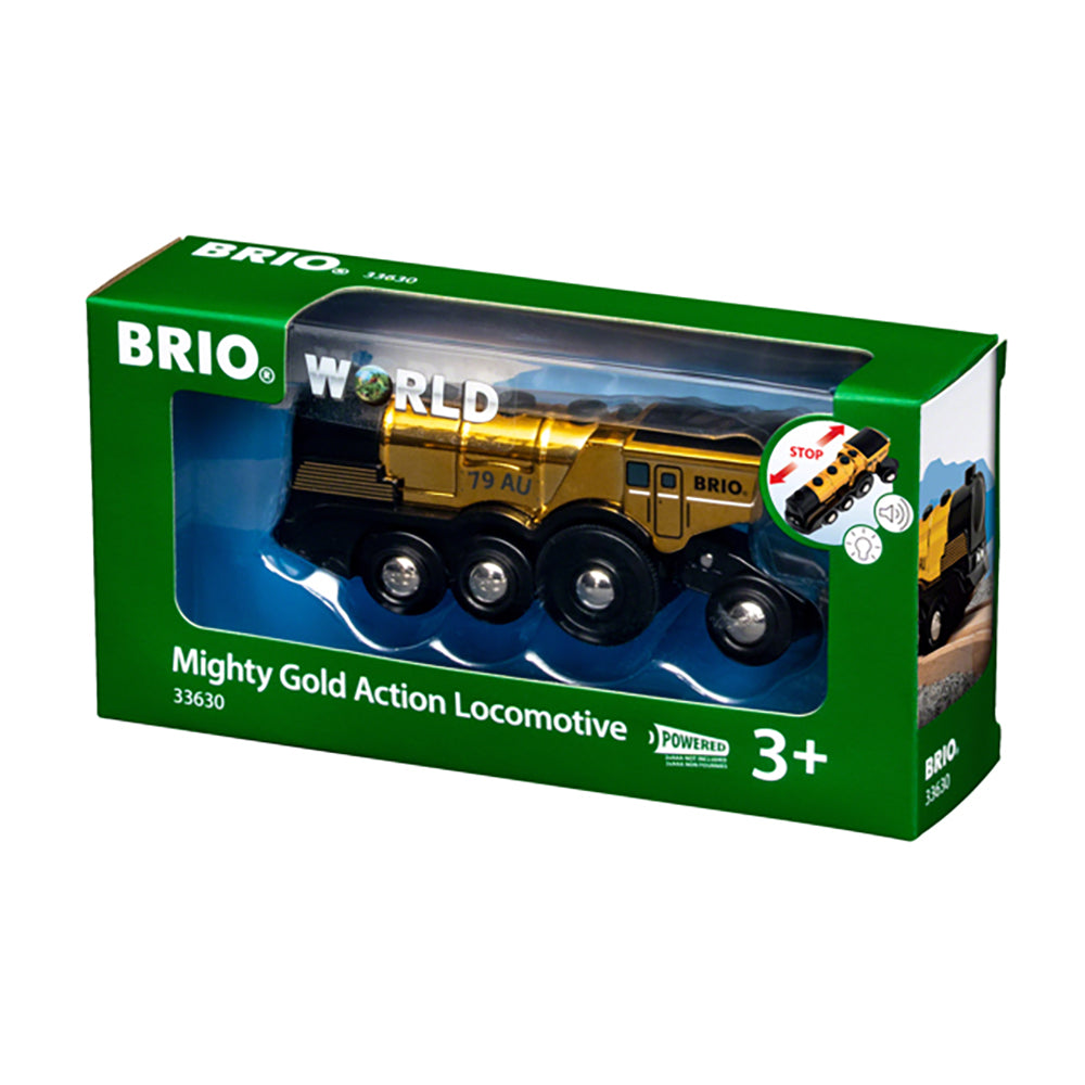 BRIO togbane, batteridrevet actionlokomotiv, guld
