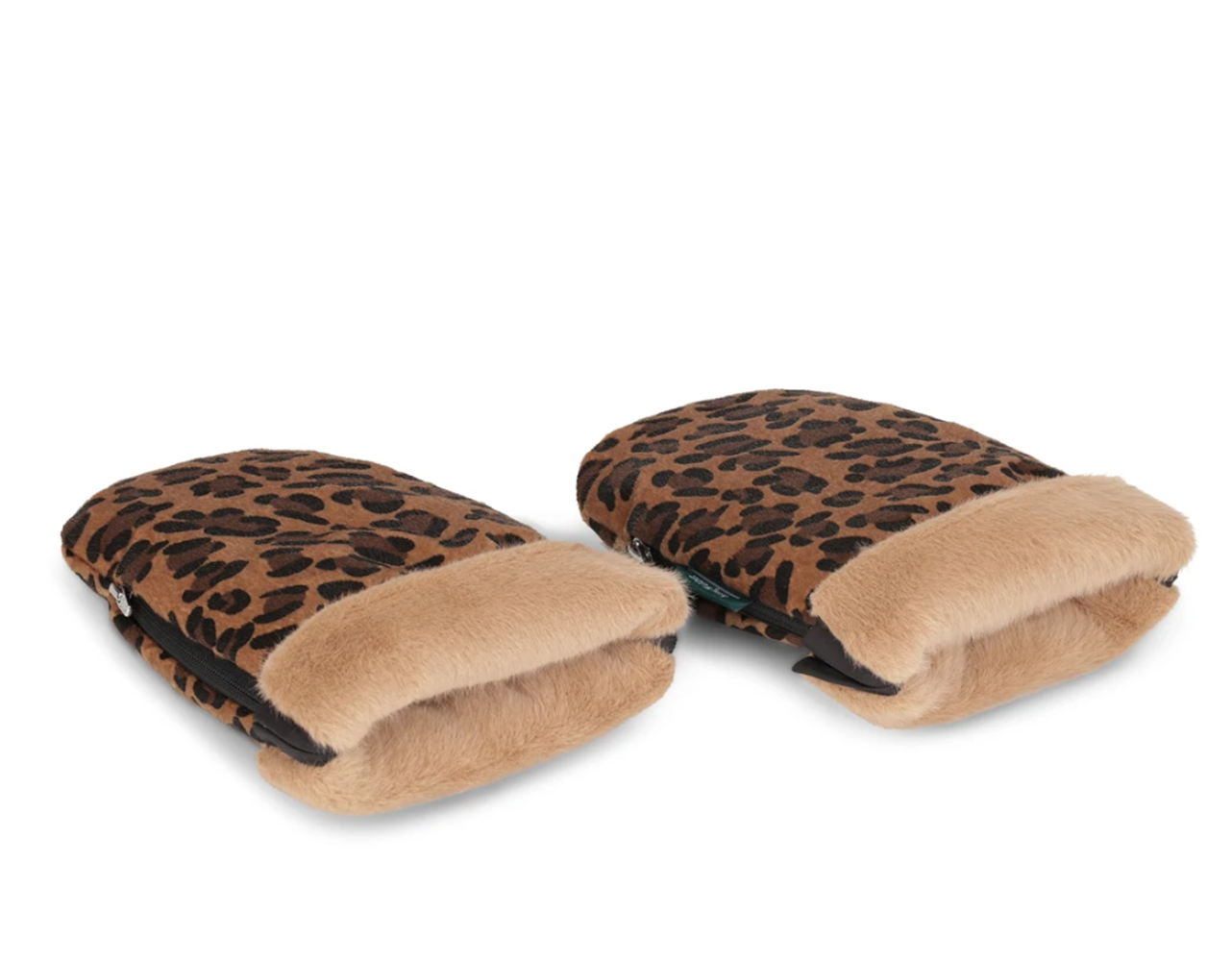 Kong Walther barnevogns handsker, leopard m/ lys pels