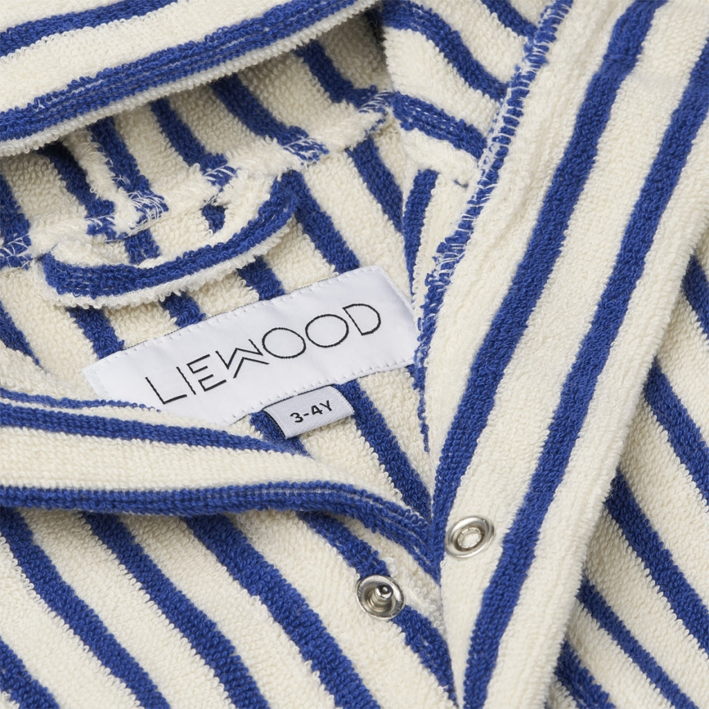 Liewood badekåbe, stribet surf blue/creme