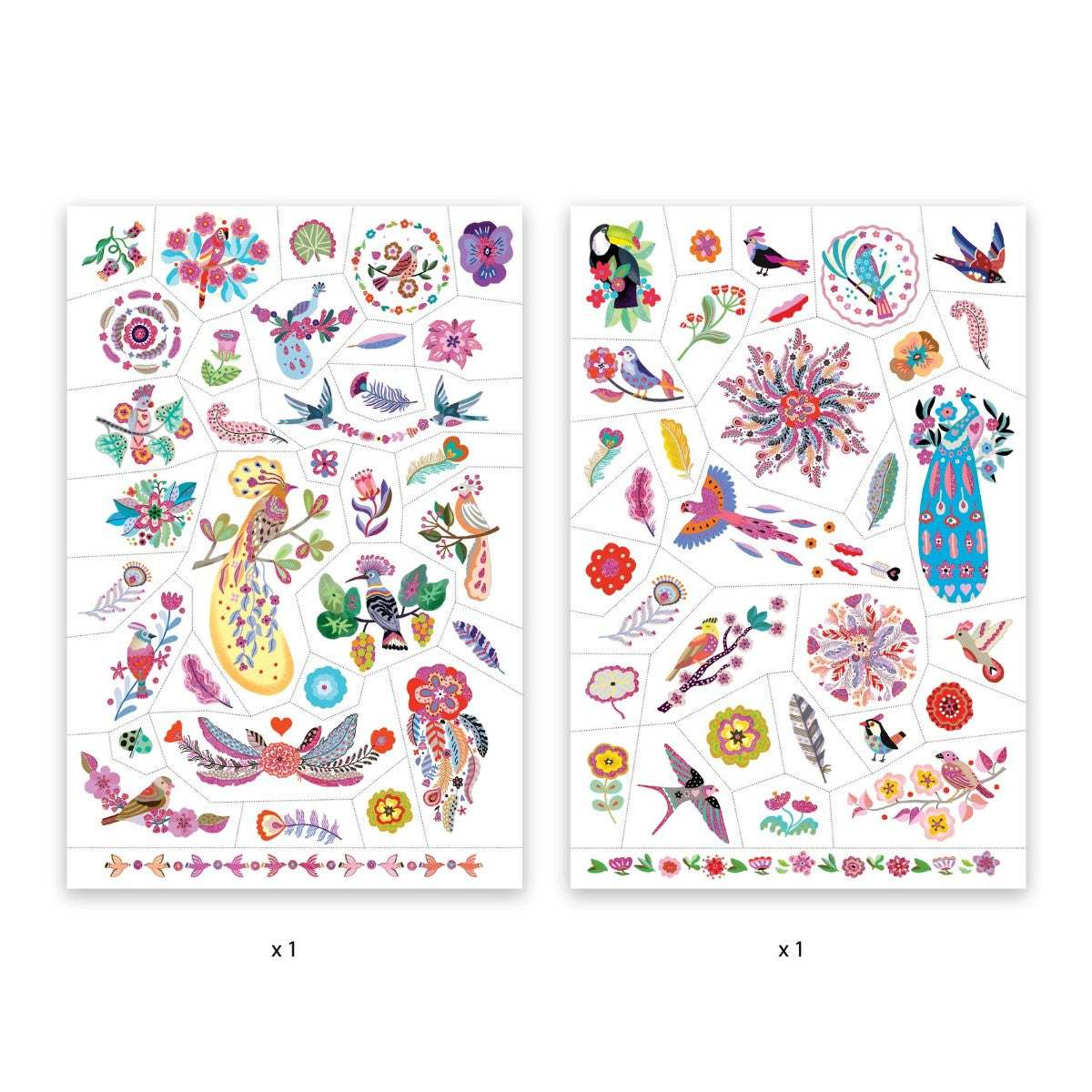 Tattoos, farverige fugle