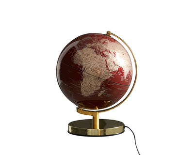 Globus med lys, rød og messing, 25 cm