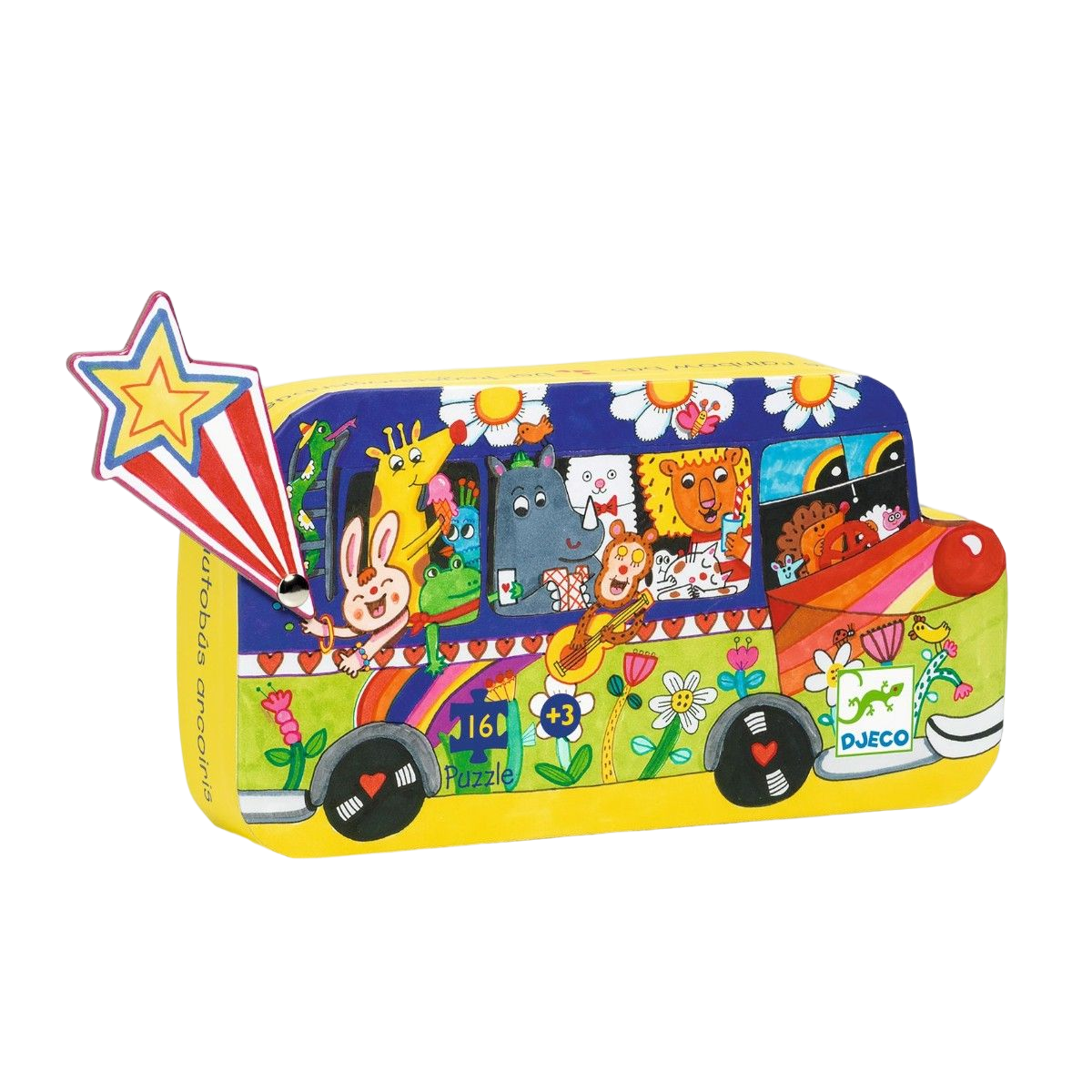 Djeco Silhuetpuslespil, Regnbuebus 16 brikker