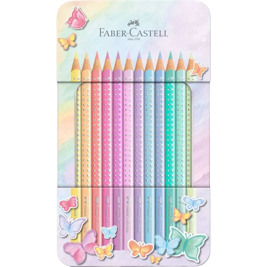 Faber-Castell Pastel sparkle farveblyanter, 12 stk. i tinæske