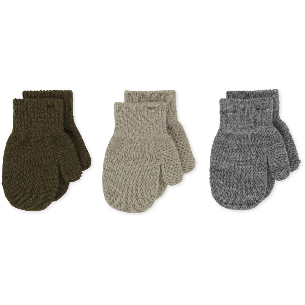 Konges Sløjd 3-pak filla vanter, dried sage