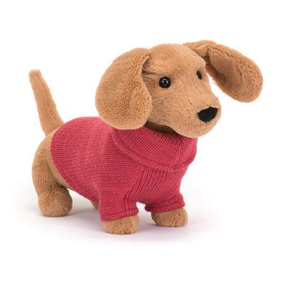 Jellycat sweater gravhund, pink 14 cm