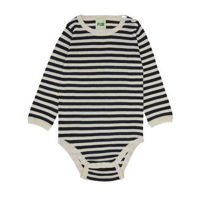 Body med lange ærmer, ecru/dark navy SS23