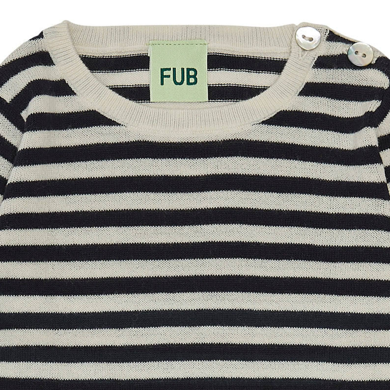Body med lange ærmer, ecru/dark navy SS23