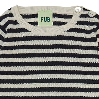 Body med lange ærmer, ecru/dark navy SS23